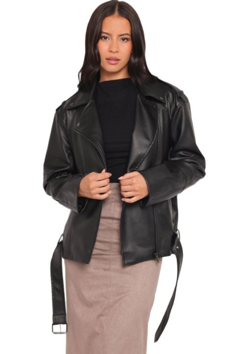 Женские куртки Petal and Pup Women's Parsons Oversized Faux Leather Moto Jacket
