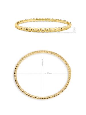 Beaded Ball Bangle Bracelet in Gold Plated Sterling Silver, Size Medium