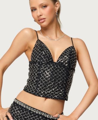 Women's Jenny Beaded Mesh Boned Top