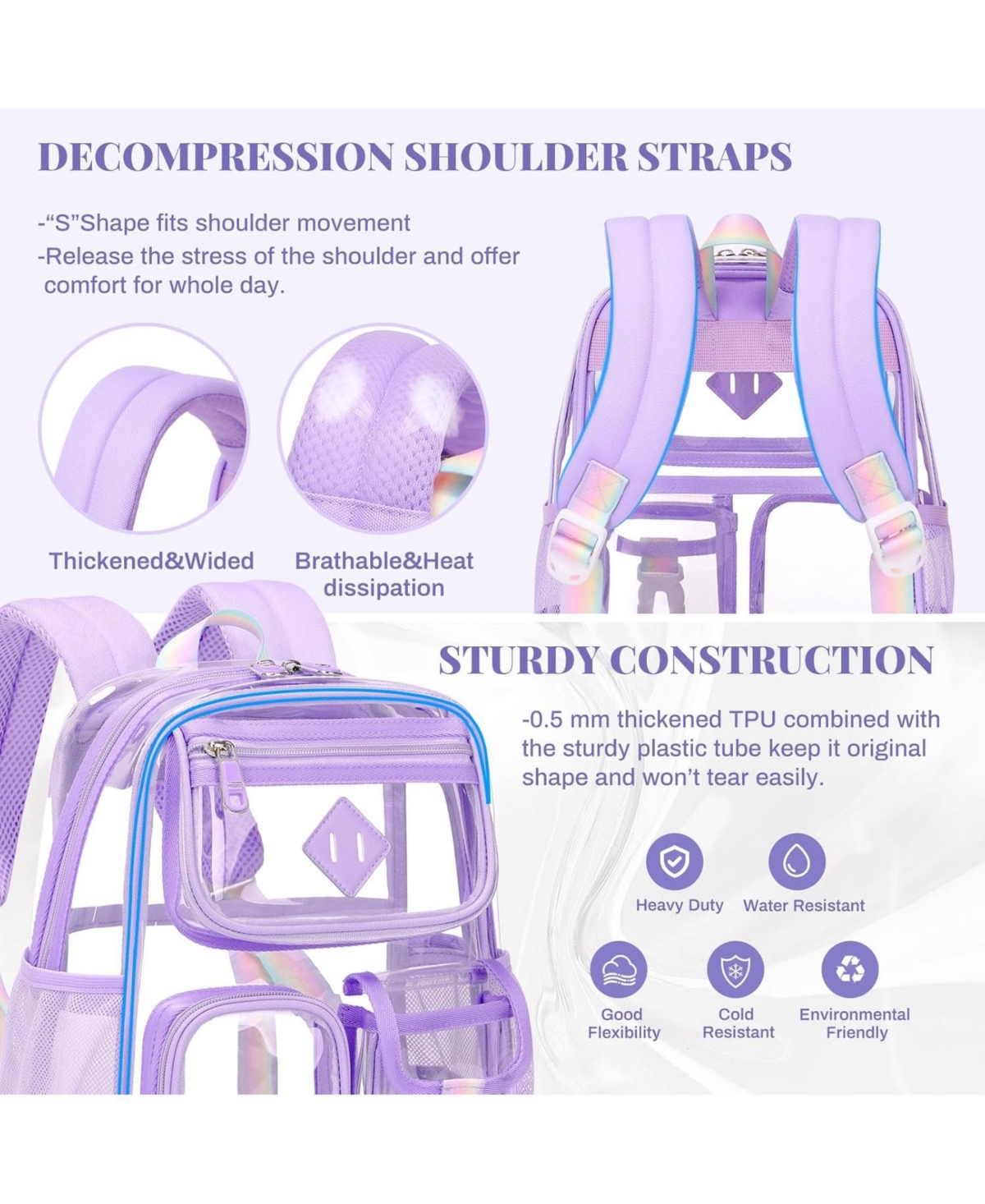 Batfox Mini Clear Backpack Small Purple Kids Girls