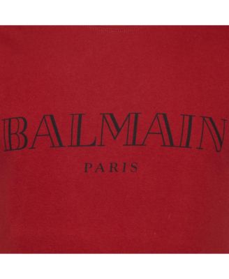 Men's Red Logo Print Cotton Crew Neck T-Shirt