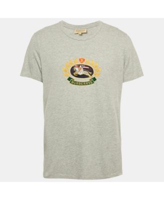 Men's Grey Logo Embroidered Jersey T-Shirt