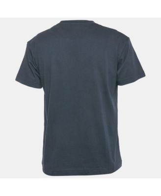 Men's Navy Blue Logo Printed Cotton Crewneck T-Shirt