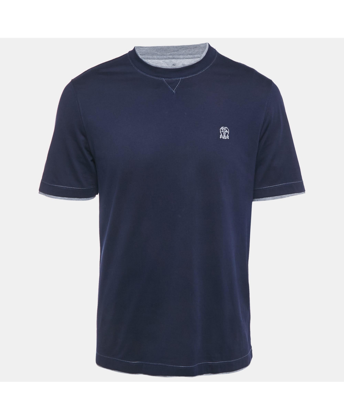 Pre-Owned Brunello Cucinelli Men's Blue Jersey Crewneck T-Shirt