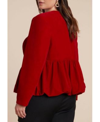 Women's Velvet Peplum Bubble Hem Jacket
