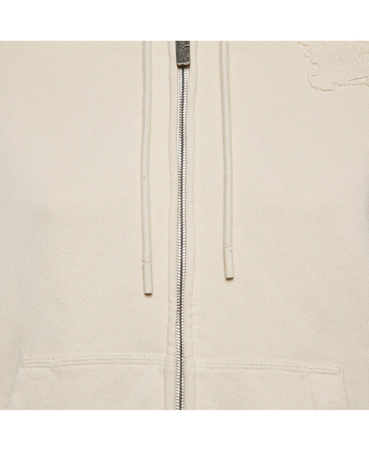 Pre-Owned Burberry Women's Beige Logo Applique Cotton Knit Zip-Up Hoodie