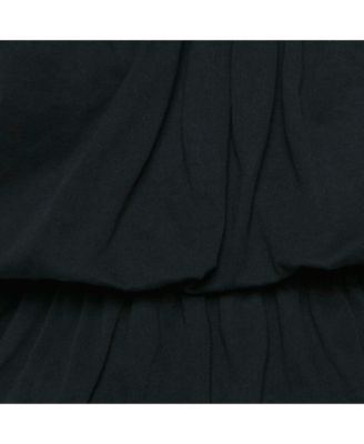 Women's Black Cotton Knit Elasticized Detail Top