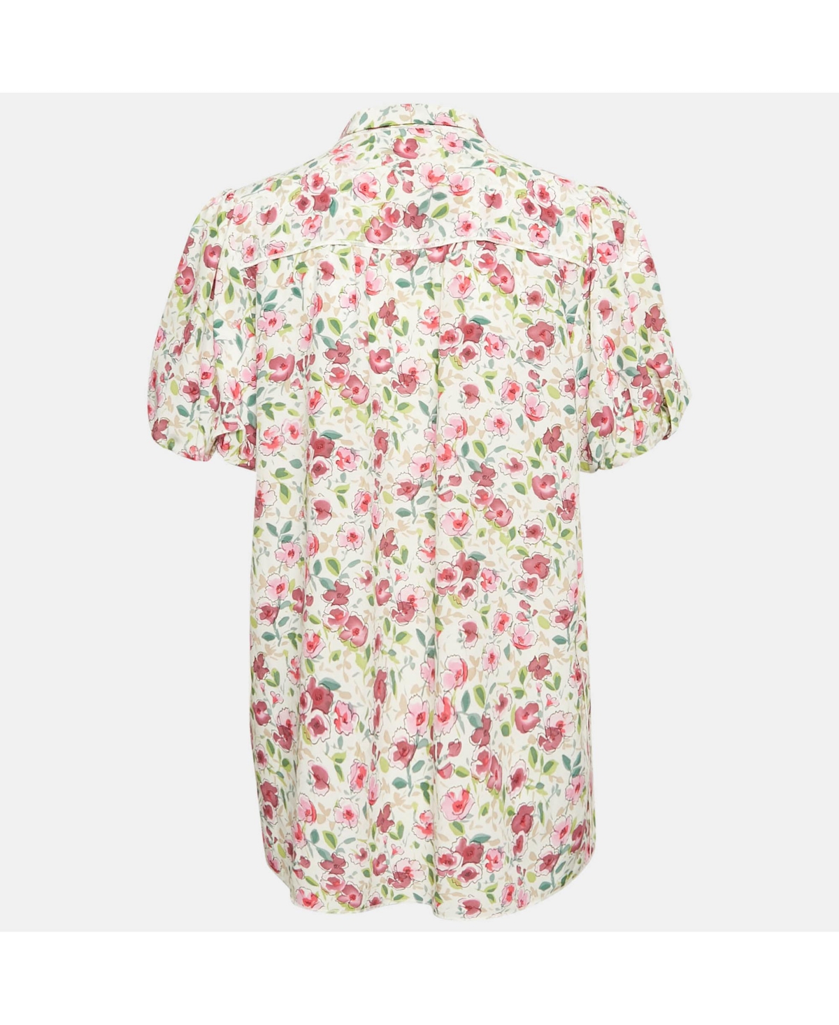 Pre-Owned Dolce & Gabbana Women's Pink Floral Print Silk Short Sleeve Shirt