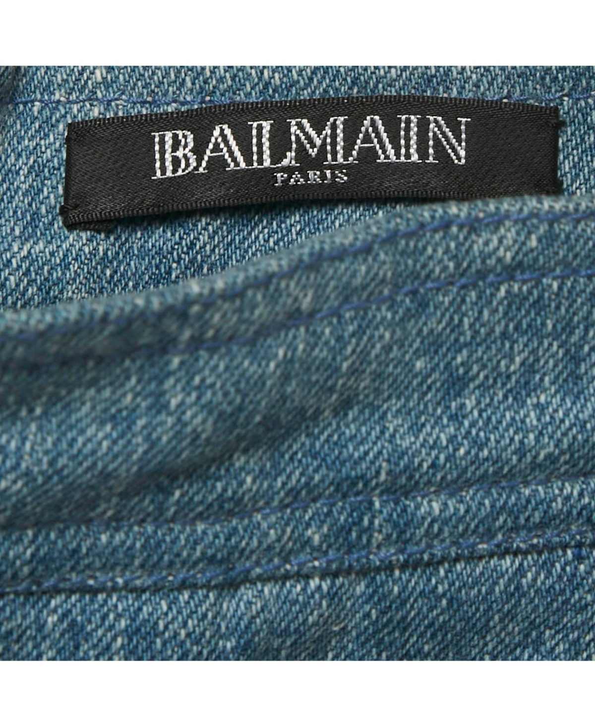 Pre-Owned Balmain Women's Pleated Denim Mini Skirt