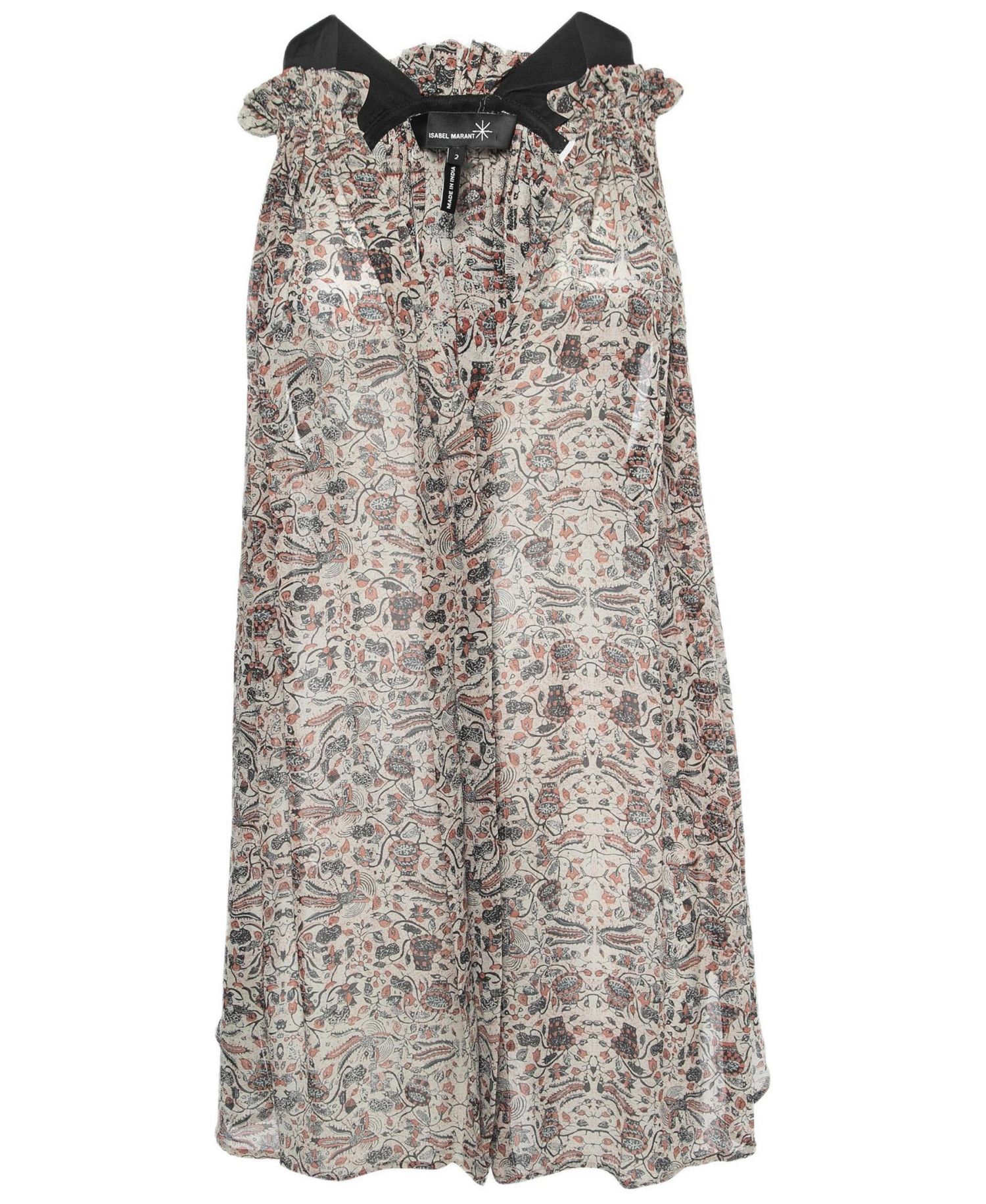 Women's Grey Printed Chiffon Silk Sleeveless Top