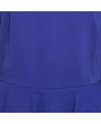 Women's Blue Lace-Trim Stretch Crepe Peplum Pencil Dress