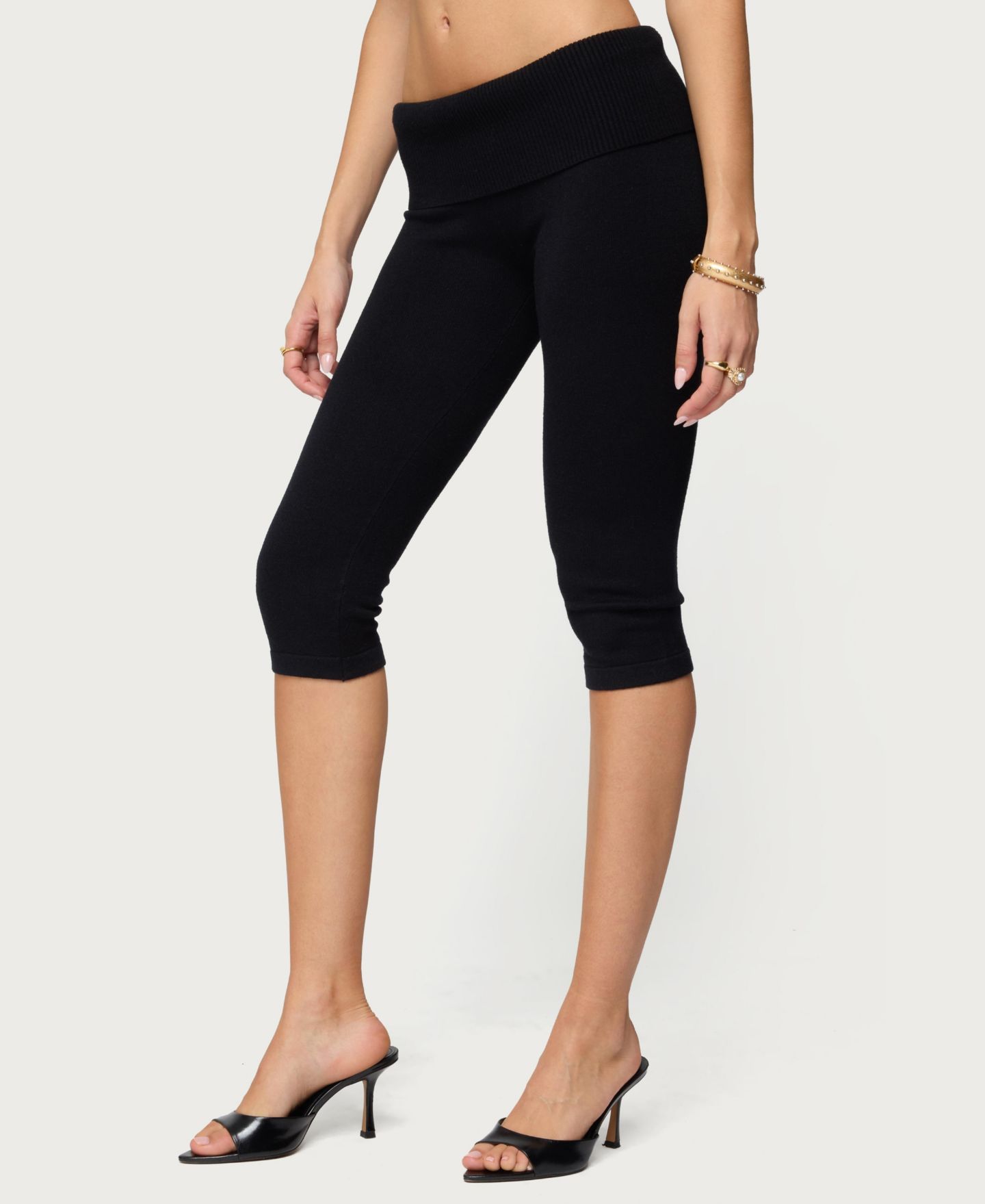 Женские брюки Edikted Skyla Knit Capri, цвет: Чёрный — фото 5