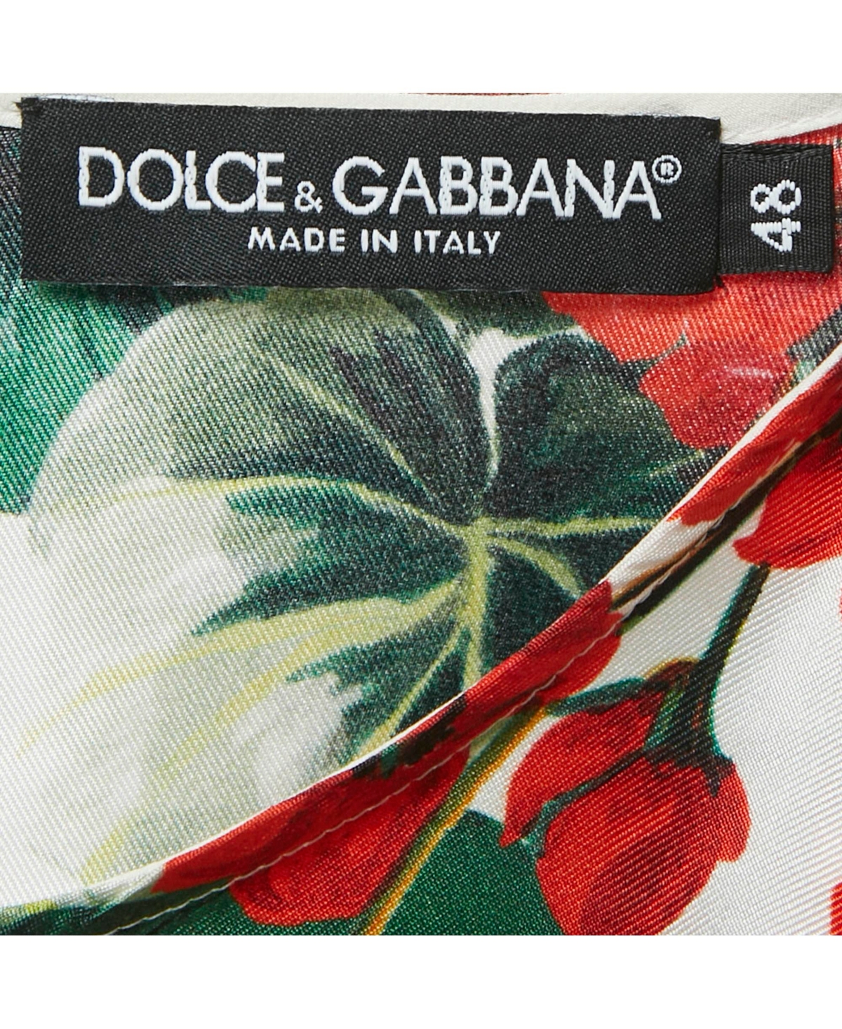 Pre-Owned Dolce & Gabbana Women's Red Floral Print Silk Blouse