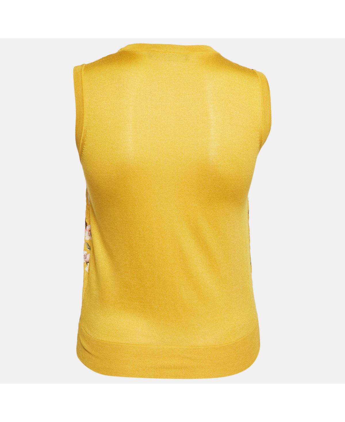 Pre-Owned Dolce & Gabbana Women's Yellow Floral Print Silk And Cotton Knit Sleeveless Top