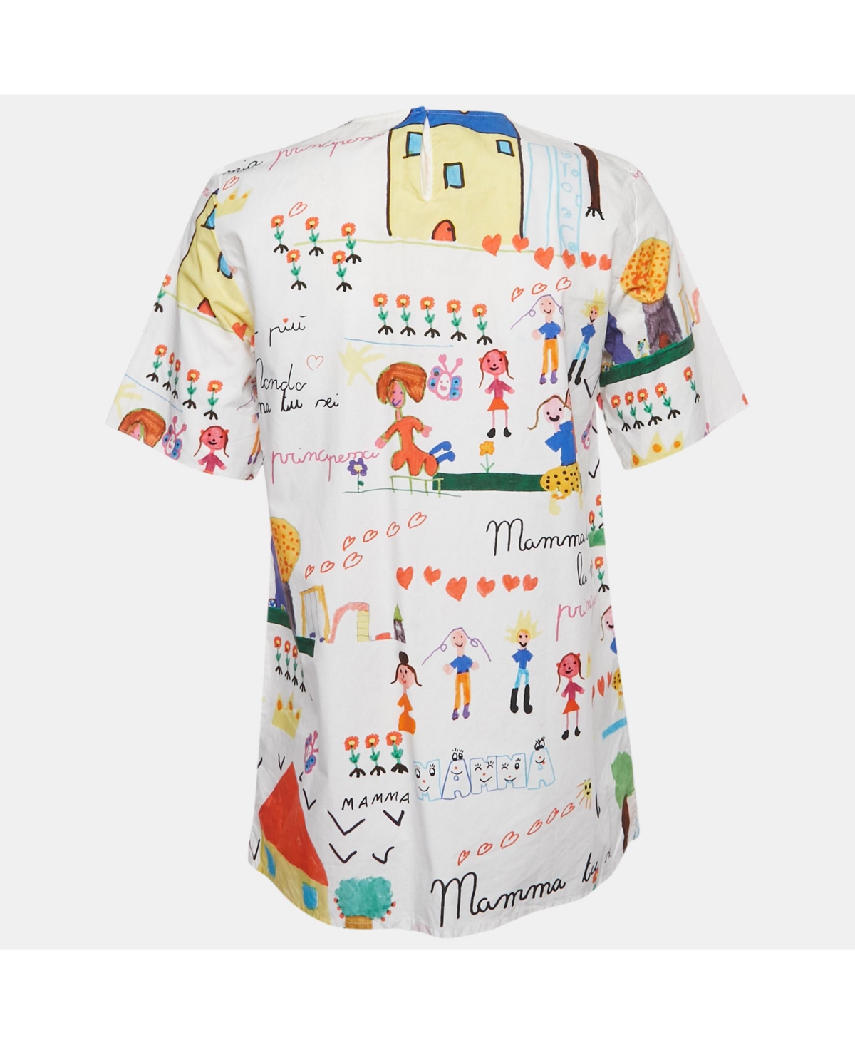 Pre-Owned Dolce & Gabbana Women's White Kid's Drawing Cotton Top