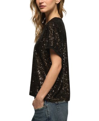 Women's Sequin Short-Sleeve Top