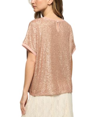Women's Sequin Short-Sleeve Top