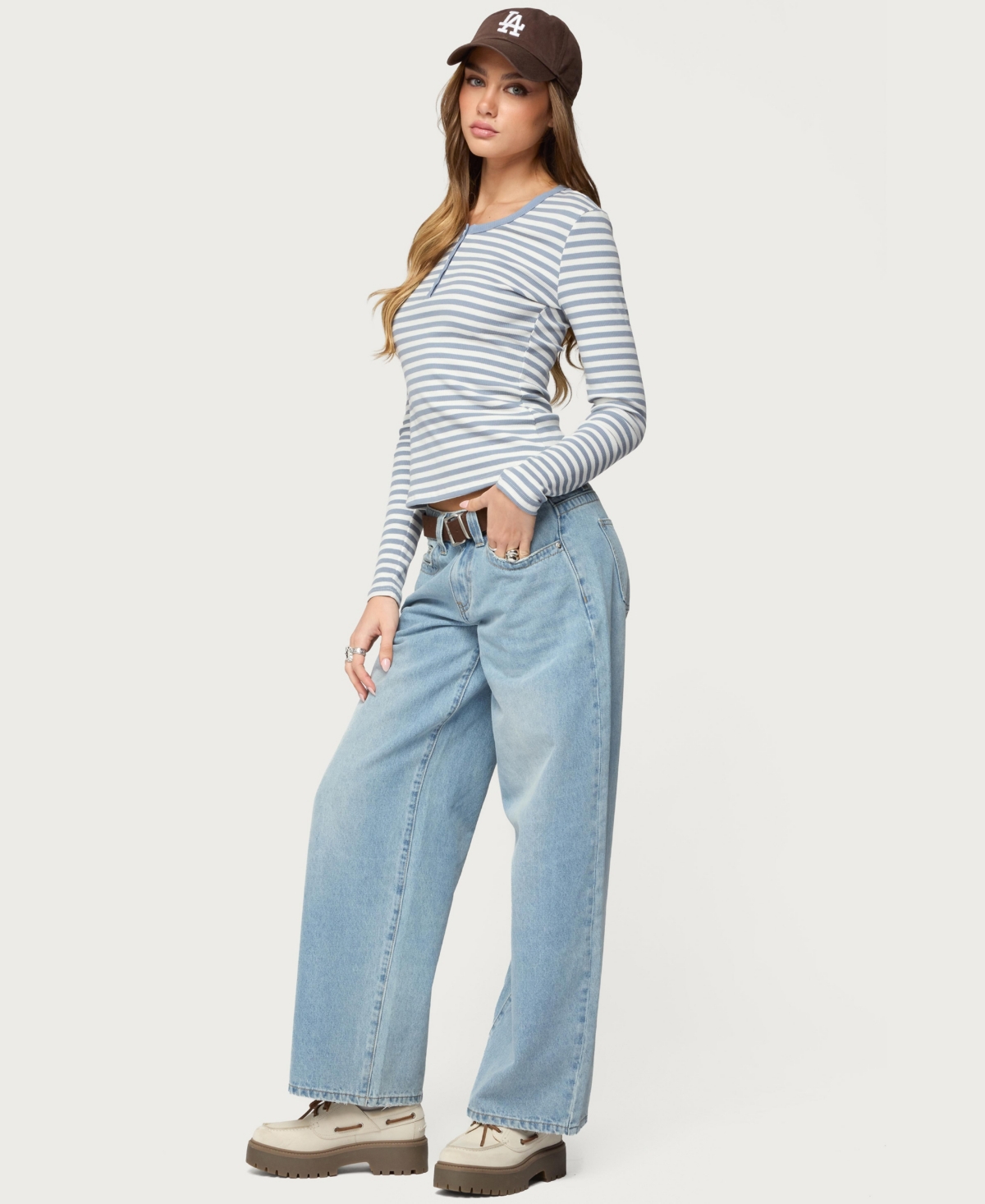 Edikted Women's Roma Striped Henley Top