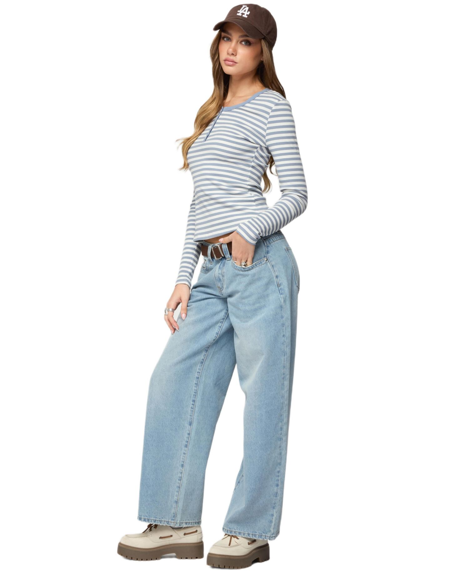 Women's Roma Striped Henley Top