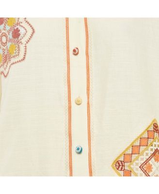 Women's Cream Ottie Lace Trim Cotton Shirt And Skirt Set