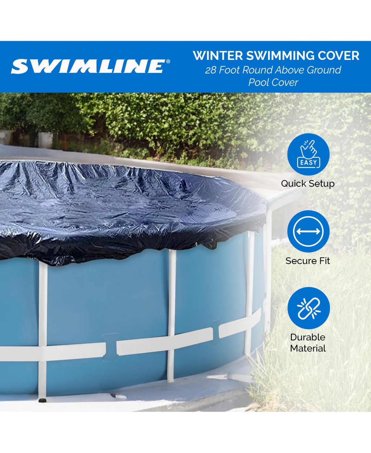 Swimline PCO831 28' Round Above Ground Winter Swimming Cover, (Pool Cover Only)