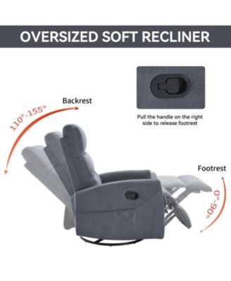 Manual Recliner Chair with Rocker and Swivel in Fabric