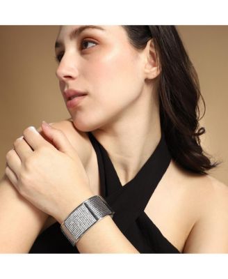 Women's The Cristal-Bijou Cuff Bracelet - Crystal Silver