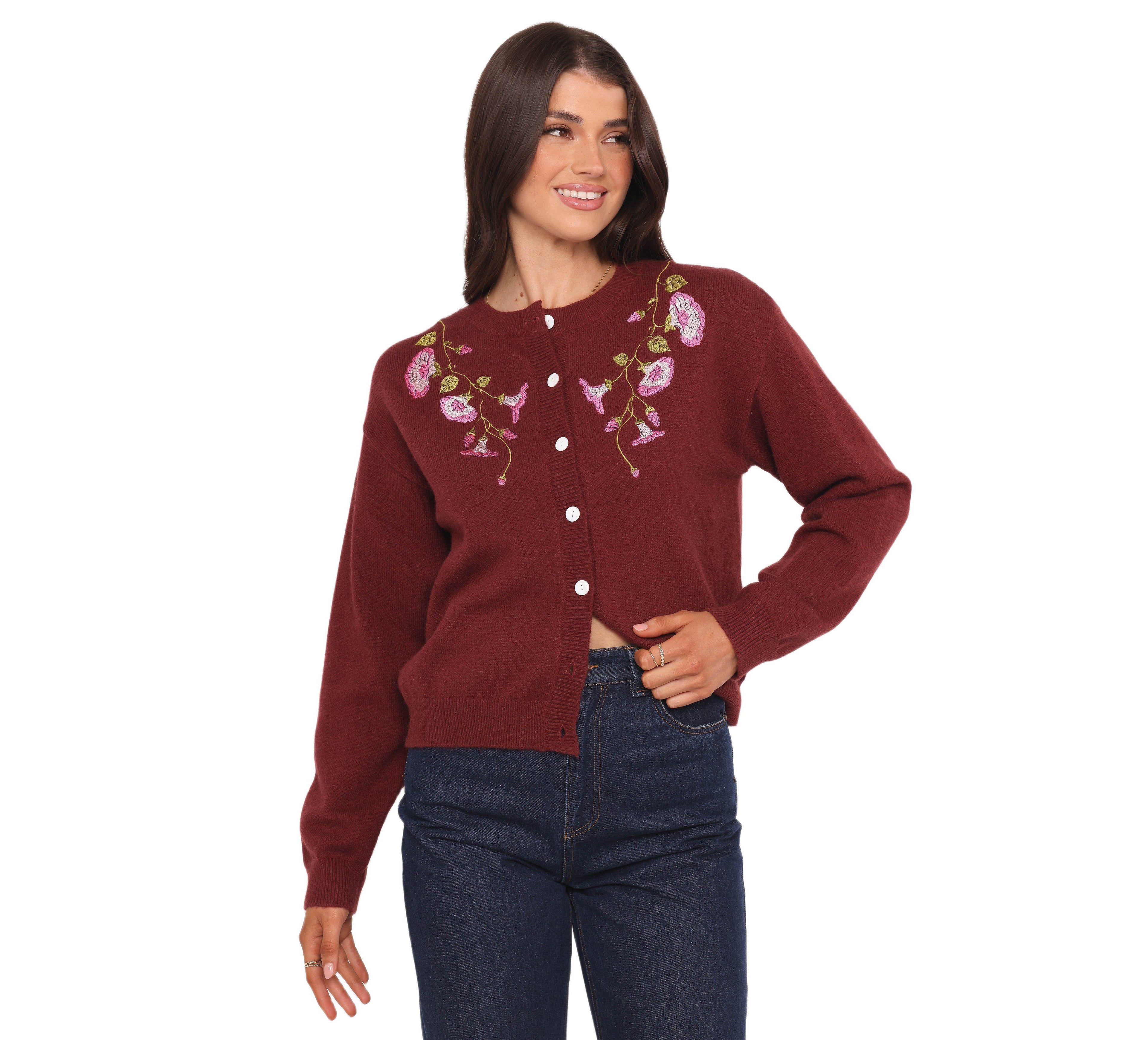 Petal and Pup Women's Brittany Placed Embroidery Flower Cardigan