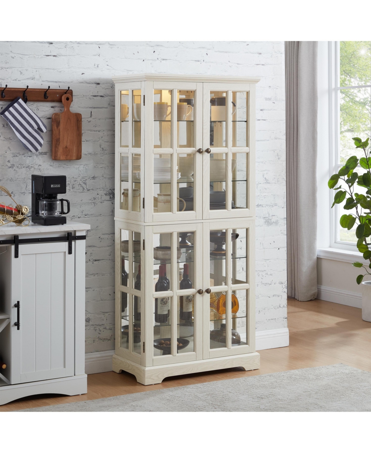 Casainc Glass with Adjustable Shelves and E26 Bulb Included Curio Display Cabinet