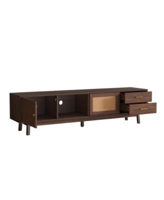 Modern Storage Cabinet Farmhouse TV Stand with Sliding Doors and Drawer