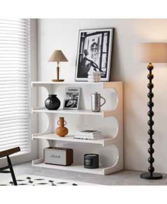 4-Tier Book Shelf Cabinet Coffee Table with Organizer Storage Shelves