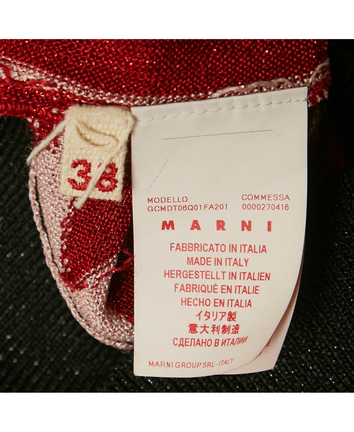 Pre-Owned Marni Women's Red/pink Patterned Lurex Knit Sheer Jumper