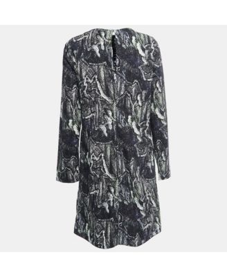 Women's Black Printed Cotton Full Sleeve Short Dress