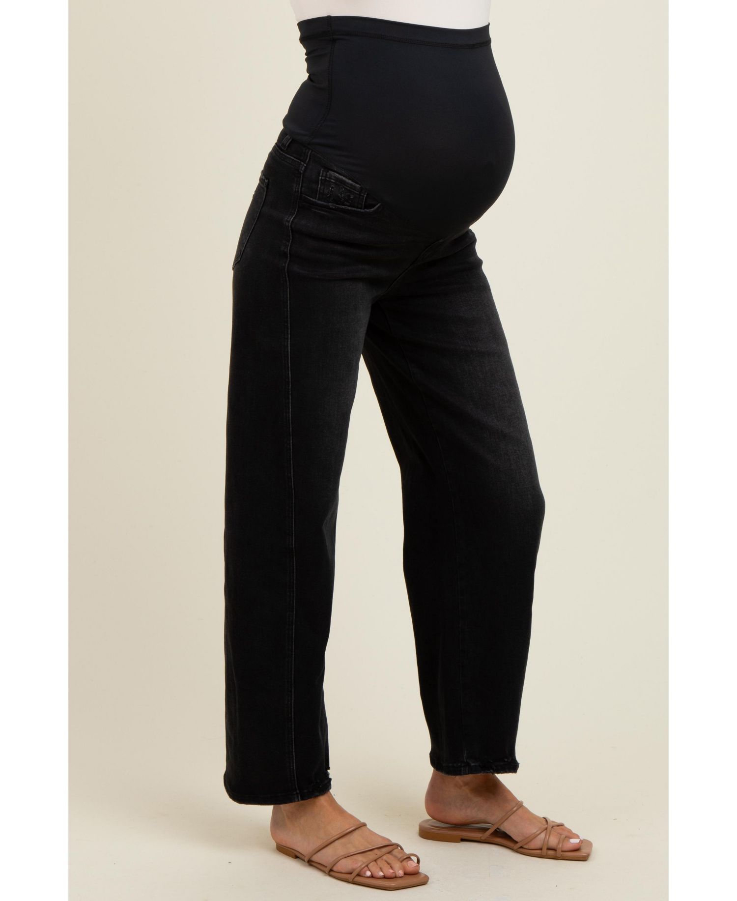 Women's Lightly Distressed Panel Detail Barrel Jeans