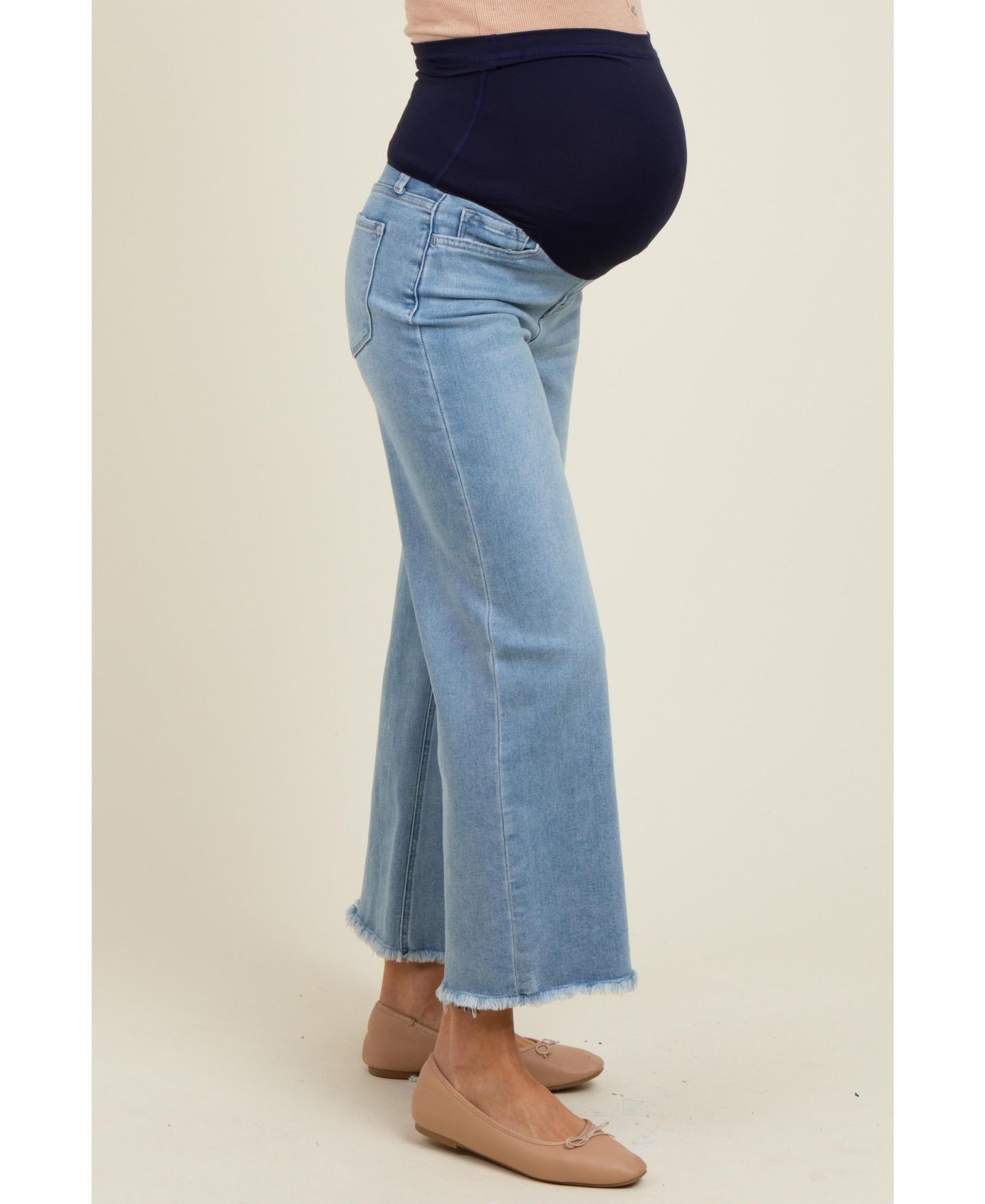Женские джинсы Pinkblush Maternity Blue Fringe Hem Ankle Wide Leg, цвет: Синий — фото 3