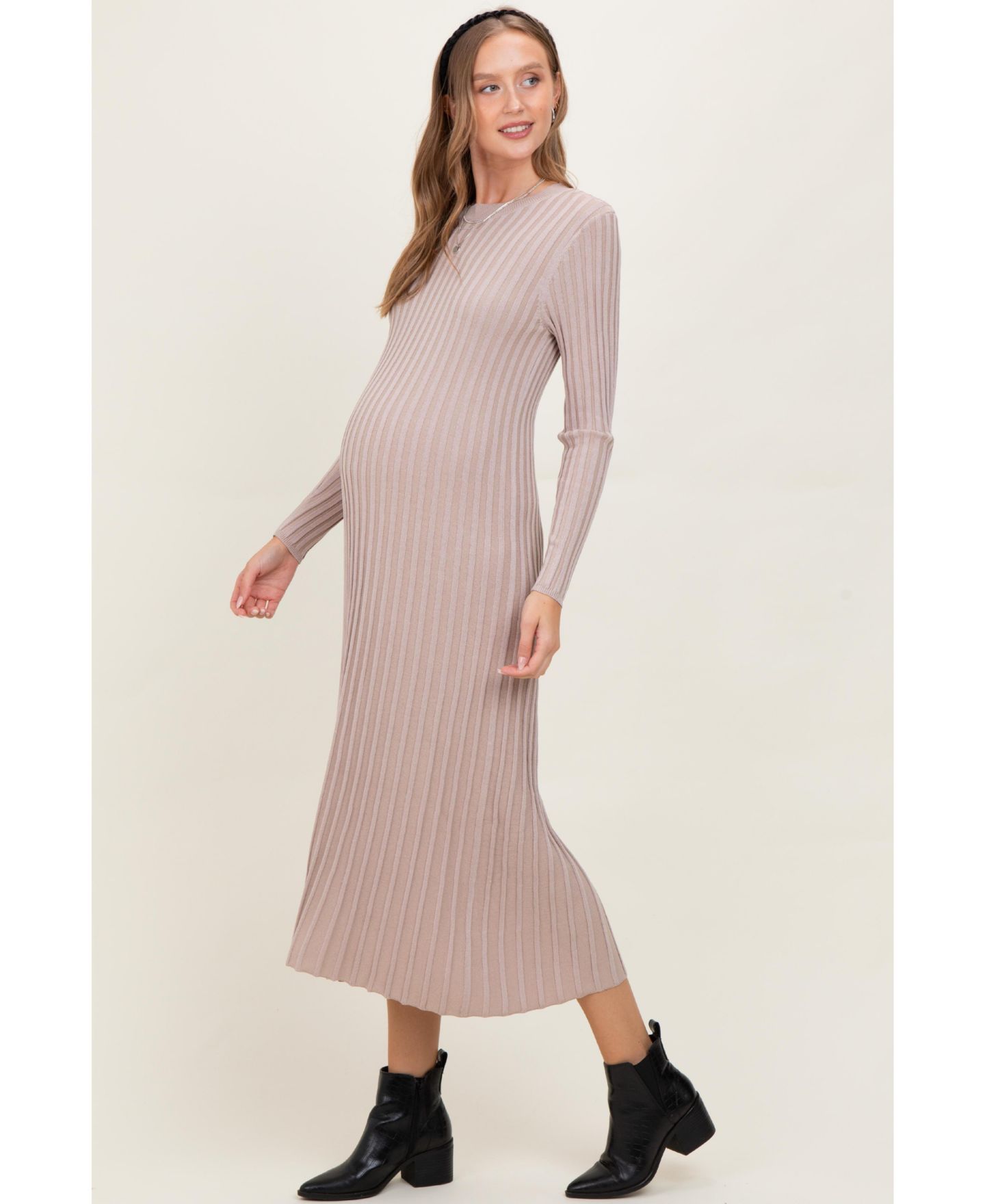 Женское платье Pinkblush Thick Ribbed Knit Maxi Sweater Dress, цвет: Бежевый — фото 3