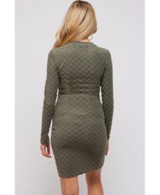 Maternity Olive Soft Brushed Knit Long Sleeve Dress