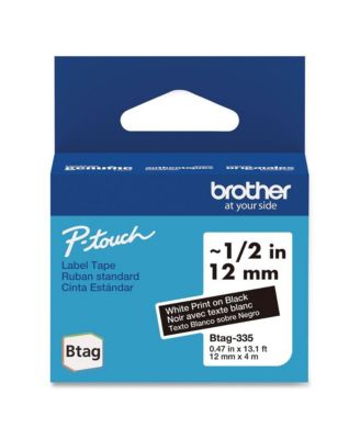 BTAG335 0.47 in. x 13.1 ft. Genuine P-Touch BTAG Label Tapes - White on Black
