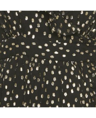 Women's Black Fil Coupe Silk Wrap Midi Dress