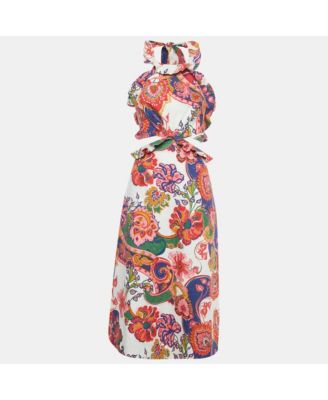 Women's Multicolor Printed Linen Lovestruck Ruffled Dress