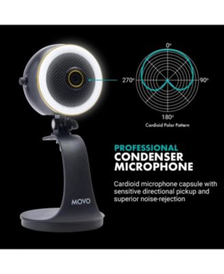WebMic HD Pro All-in-One Webcam with Mic and Ring Light in Silver