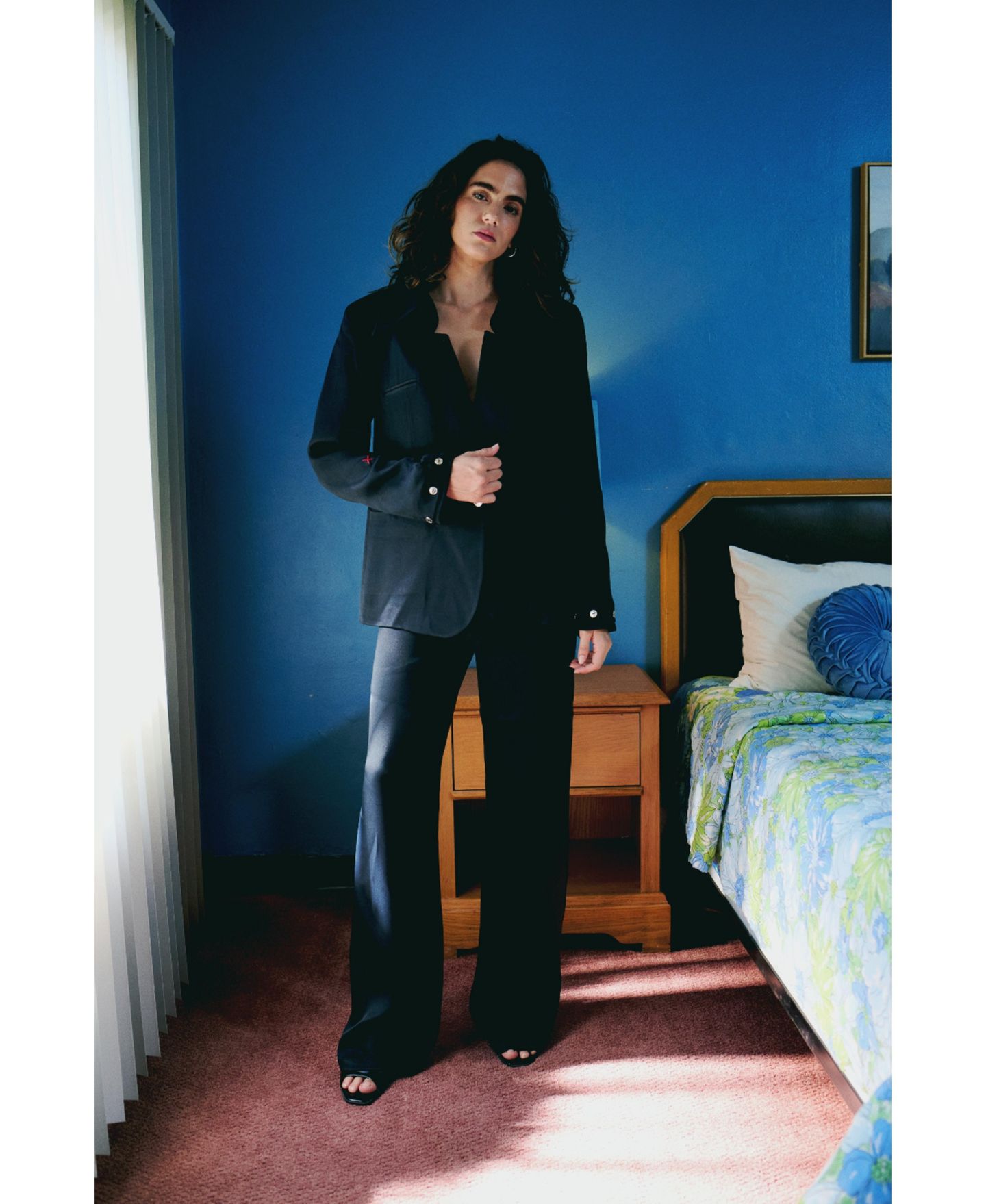 Женский пиджак PCFG Linen-Blend Tailored Blazer, цвет: Угольно-чёрный — фото 9
