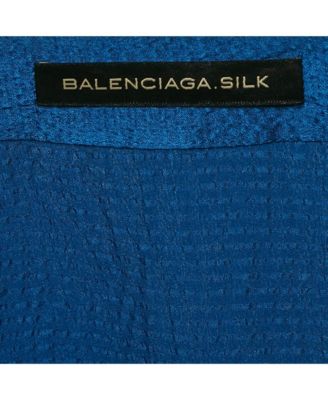 Women's Blue Textured Silk Ruffled Mini Skirt