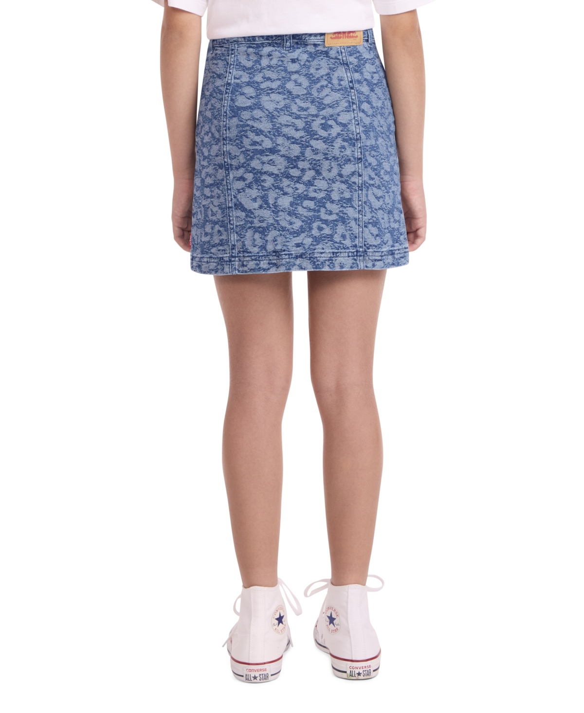 Levi's Girls 7-16 Leopard Denim Button Front Skirt