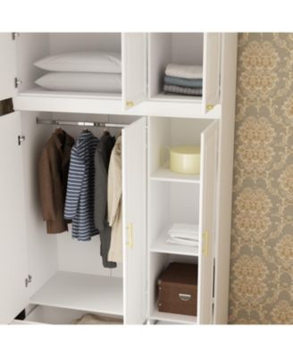 6-Door Big Wardrobe Armoires with Hanging Rod, 4-Drawers, Storage Shelves