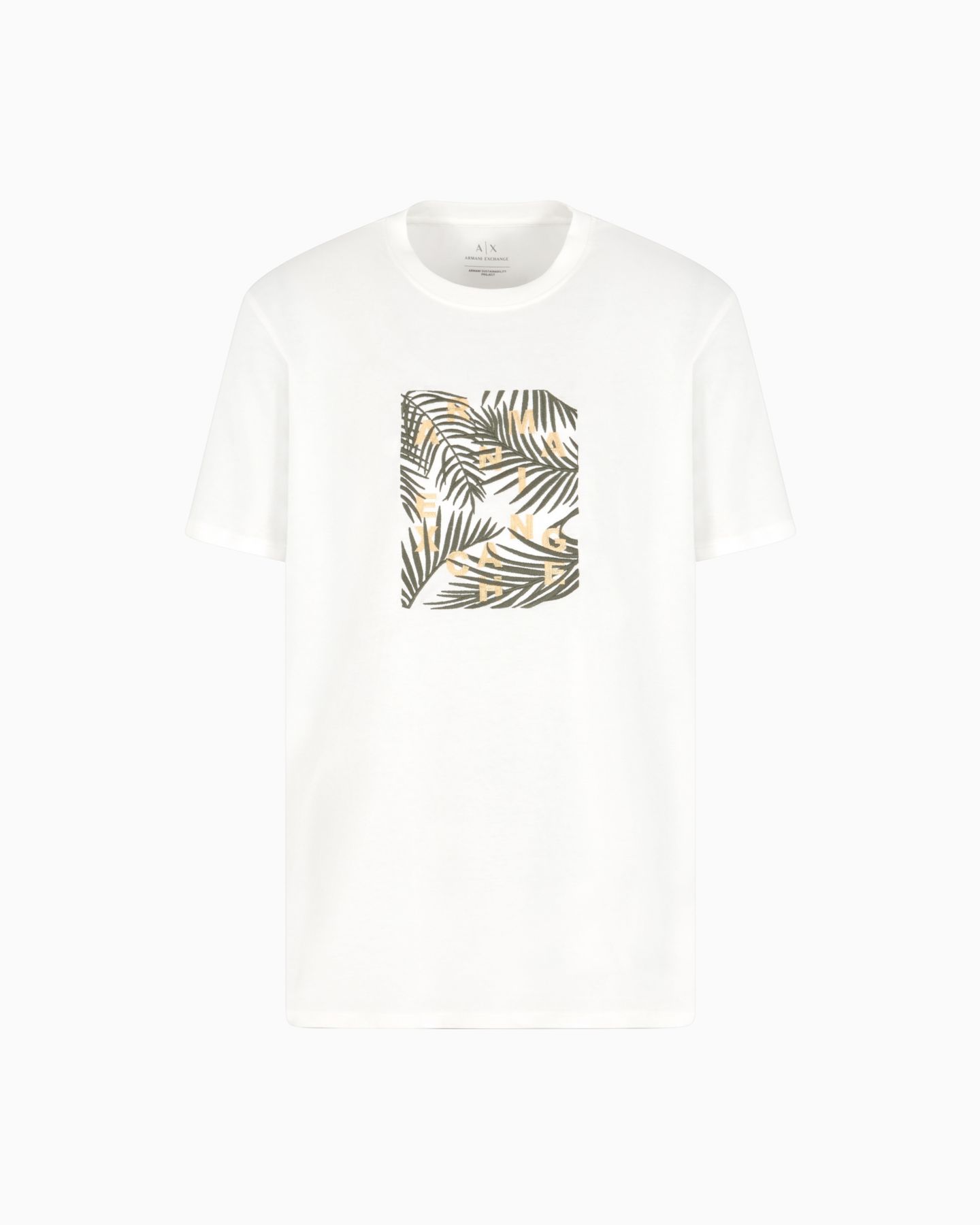 Мужская футболка A|X Armani Exchange Palm Graphic, цвет: Молочный белый — фото 5