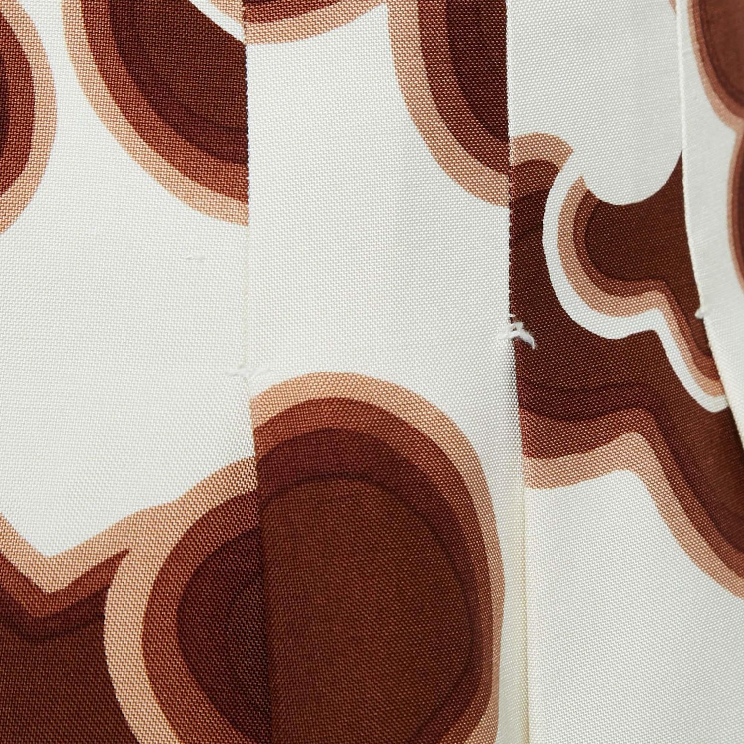 Women's Brown Doodle Print Silk Pleated Mini Skirt