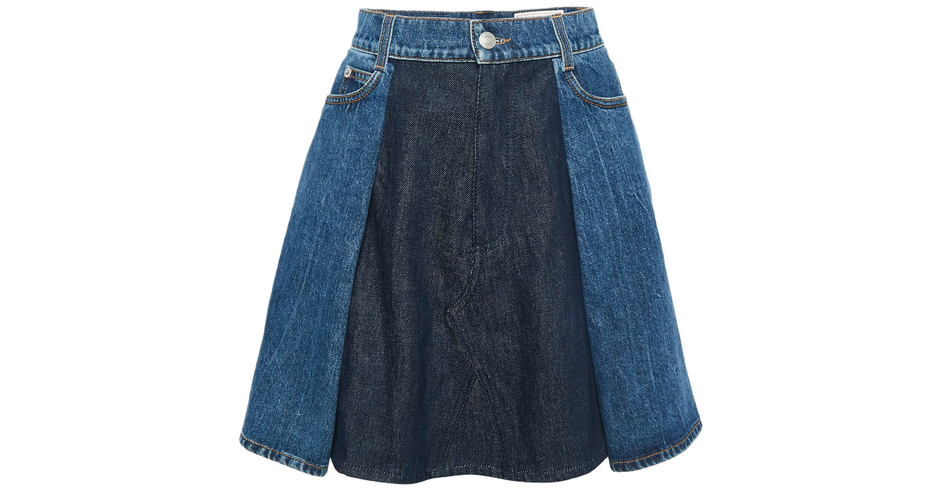 Pre-Owned Alexander Mcqueen Women's Blue Denim Dual Tone Pleated Mini Skirt