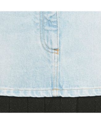 Women's Blue/black Denim And Lurex Knit Pleated Maxi Skirt