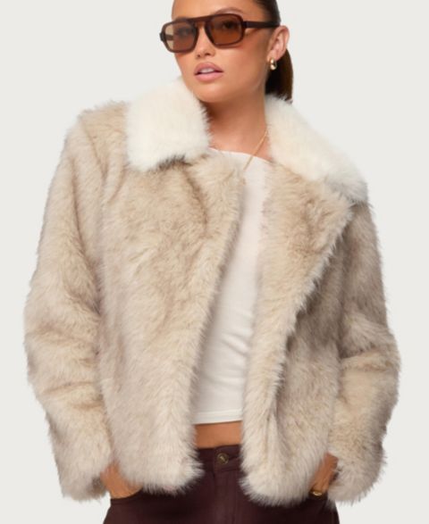 Женские куртки Edikted Contrast Collar Faux Fur Jacket